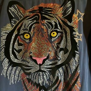 🦁Long sleeve embellished, lion shirt long sleeve size large pit to pit 25🦁